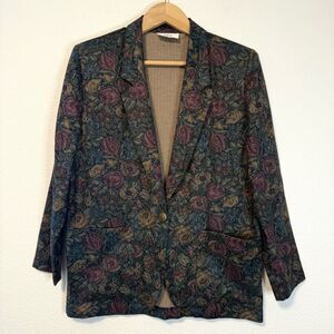 Vintage Cottagecore GrandmaCore Tapestry floral Blazer Jacket Size 8